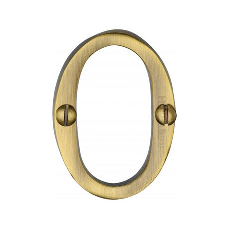 Heritage Brass Door Furniture Antique Brass / Numerals / 0 Heritage Brass - Numeral 0 Face Fix 51mm (2") Antique Brass Finish