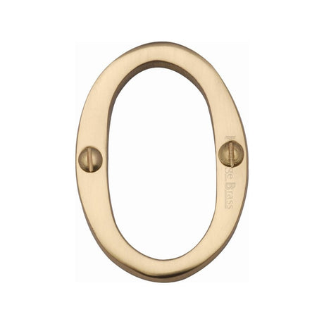 Heritage Brass Door Furniture Polished Brass / Numerals / 0 Heritage Brass - Numeral 0 Face Fix 51mm (2") Polished Brass Finish