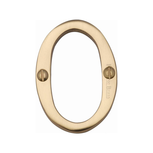 Heritage Brass Door Furniture Polished Brass / Numerals / 0 Heritage Brass - Numeral 0 Face Fix 51mm (2") Polished Brass Finish