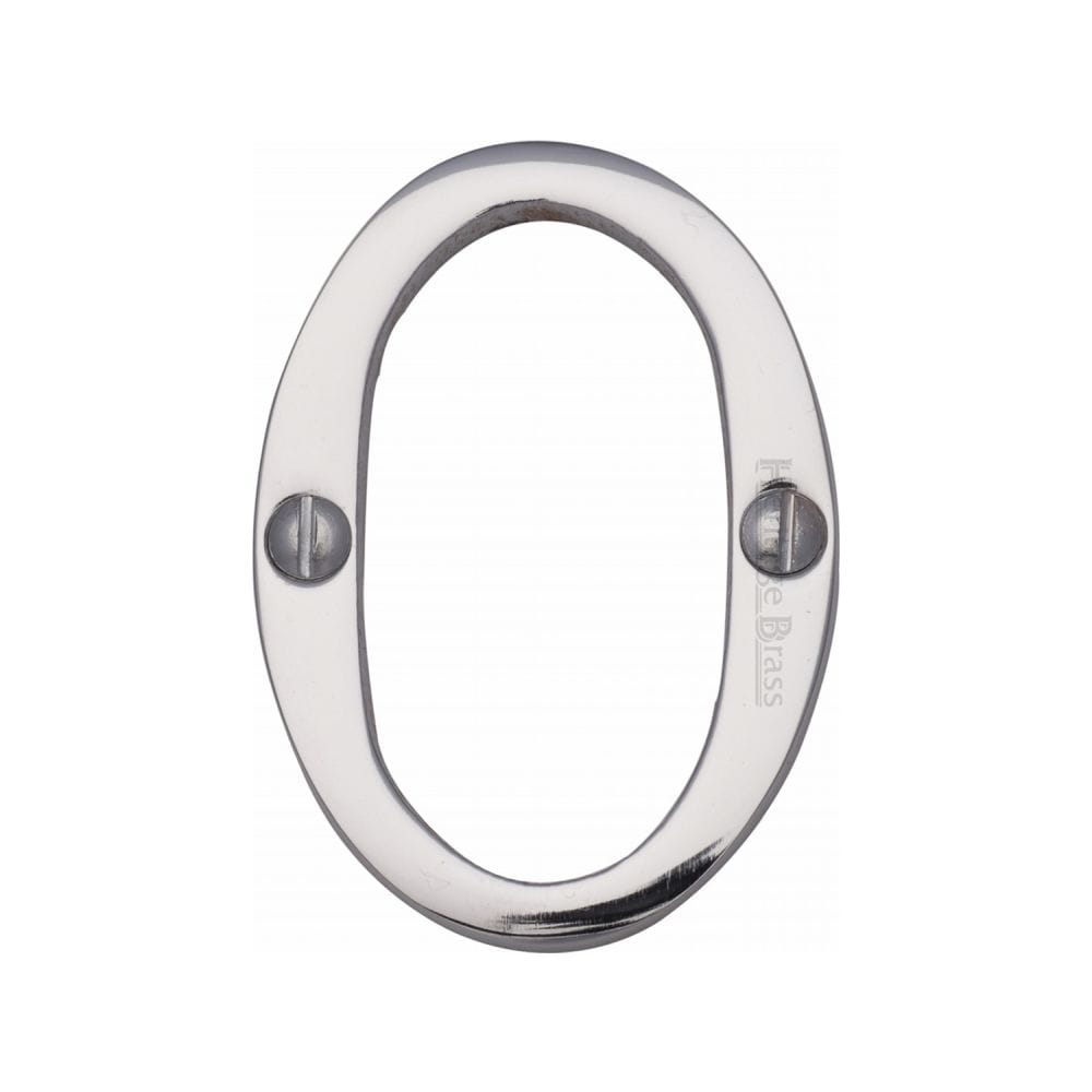 Heritage Brass Door Furniture Polished Chrome / Numerals / 0 Heritage Brass - Numeral 0 Face Fix 51mm (2") Polished Chrome Finish