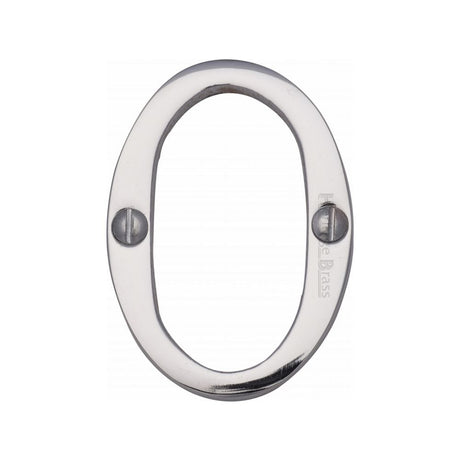 Heritage Brass Door Furniture Polished Chrome / Numerals / 0 Heritage Brass - Numeral 0 Face Fix 51mm (2") Polished Chrome Finish