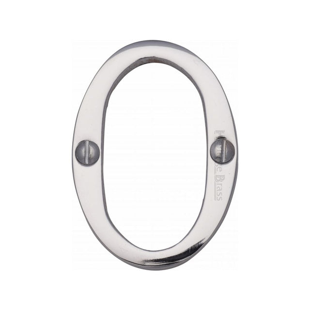 Heritage Brass Door Furniture Polished Chrome / Numerals / 0 Heritage Brass - Numeral 0 Face Fix 51mm (2") Polished Chrome Finish