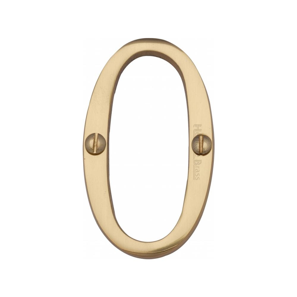 Heritage Brass Door Furniture Polished Brass / Numerals / 0 Heritage Brass - Numeral 0 Face Fix 76mm (3") Polished Brass Finish