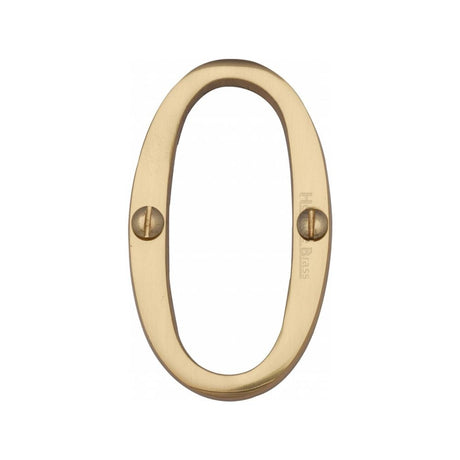 Heritage Brass Door Furniture Polished Brass / Numerals / 0 Heritage Brass - Numeral 0 Face Fix 76mm (3") Polished Brass Finish