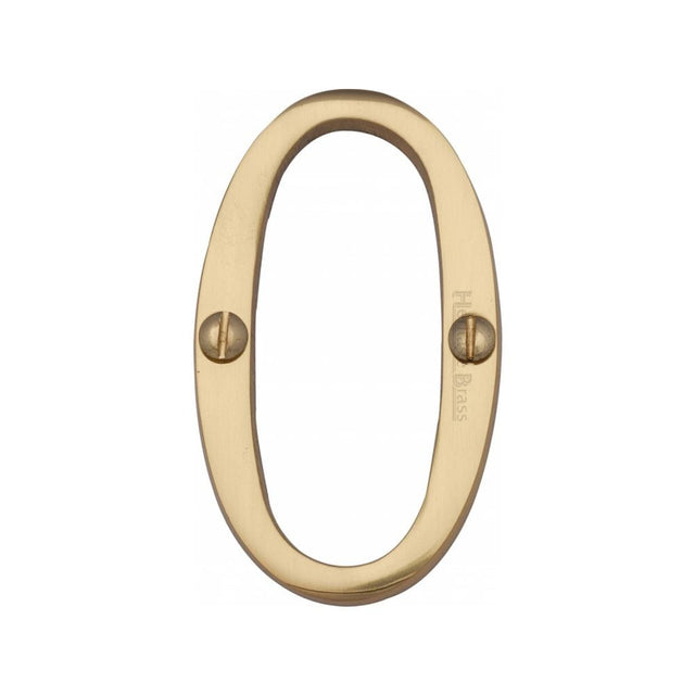 Heritage Brass Door Furniture Polished Brass / Numerals / 0 Heritage Brass - Numeral 0 Face Fix 76mm (3") Polished Brass Finish