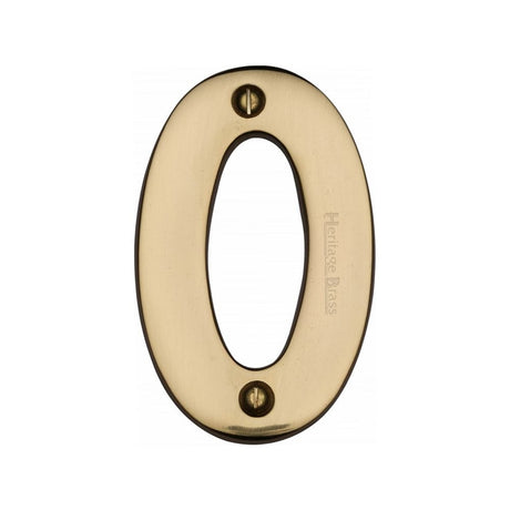 Heritage Brass Door Furniture Polished Brass / Numerals / 0 Heritage Brass - Numeral 0 Face Fix 76mm (3") Polished Brass Finish