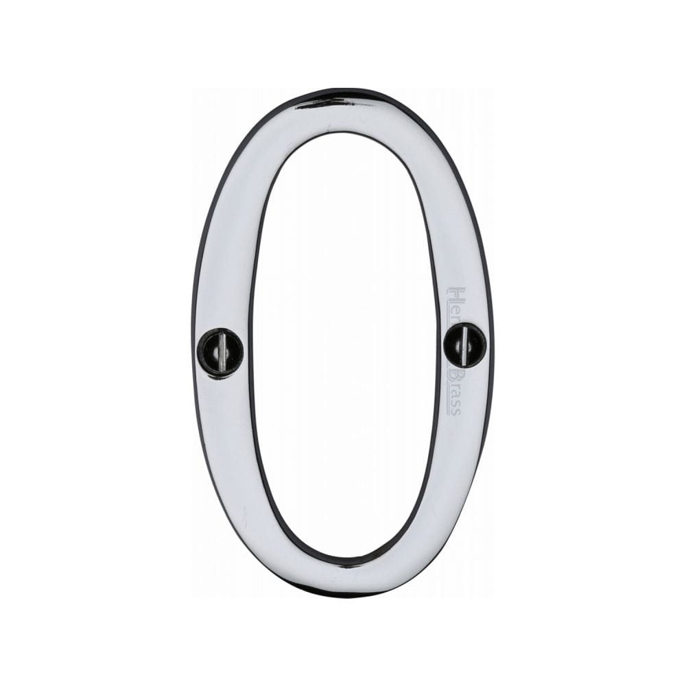 Heritage Brass Door Furniture Polished Chrome / Numerals / 0 Heritage Brass - Numeral 0 Face Fix 76mm (3") Polished Chrome Finish
