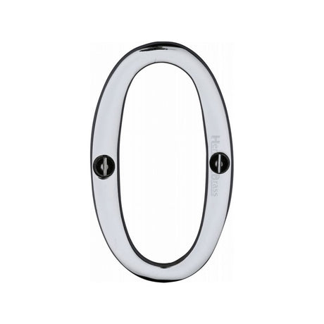 Heritage Brass Door Furniture Polished Chrome / Numerals / 0 Heritage Brass - Numeral 0 Face Fix 76mm (3") Polished Chrome Finish