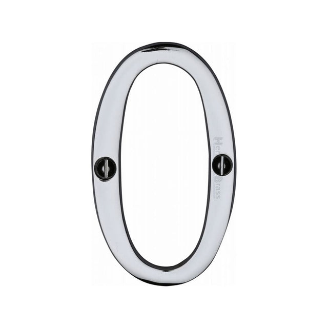 Heritage Brass Door Furniture Polished Chrome / Numerals / 0 Heritage Brass - Numeral 0 Face Fix 76mm (3") Polished Chrome Finish