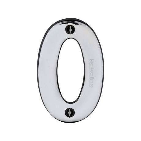 Heritage Brass Door Furniture Polished Chrome / Numerals / 0 Heritage Brass - Numeral 0 Face Fix 76mm (3") Polished Chrome Finish