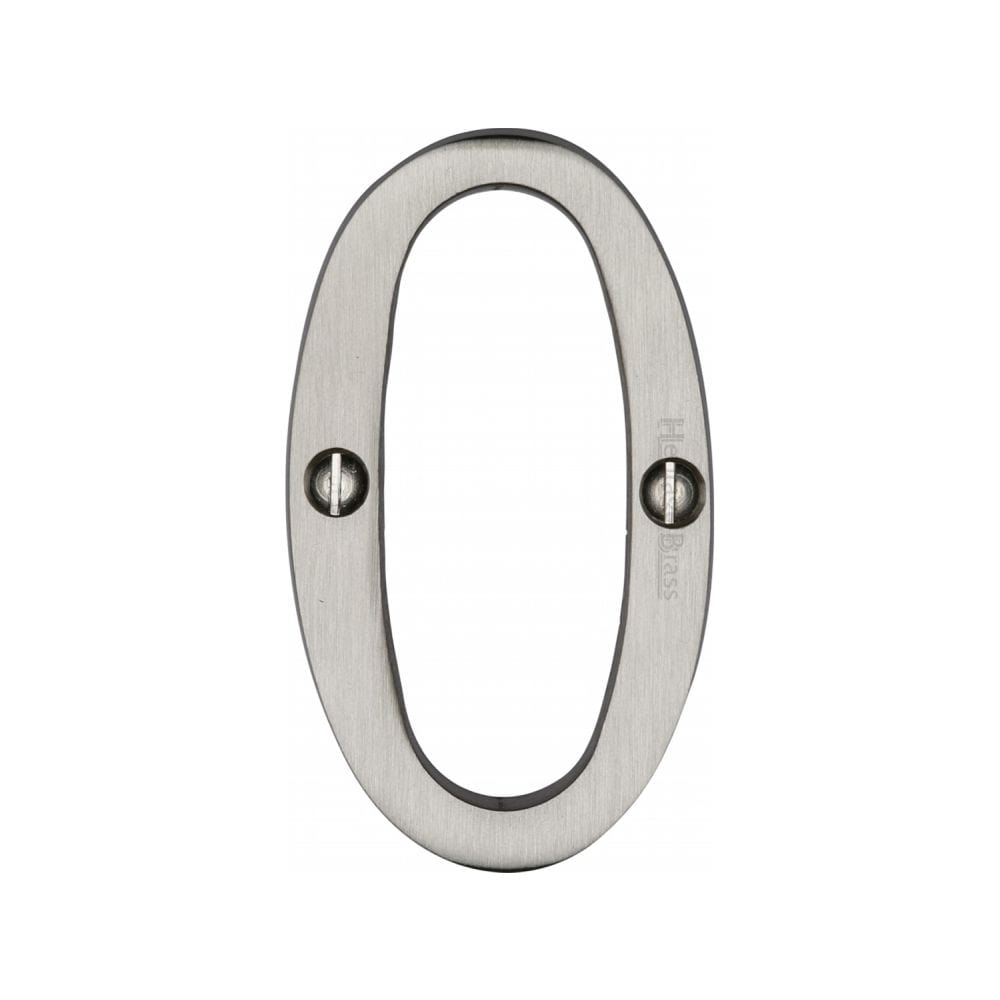 Heritage Brass Door Furniture Satin Nickel / Numerals / 0 Heritage Brass - Numeral 0 Face Fix 76mm (3") Satin Nickel Finish