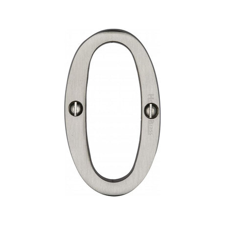 Heritage Brass Door Furniture Satin Nickel / Numerals / 0 Heritage Brass - Numeral 0 Face Fix 76mm (3") Satin Nickel Finish
