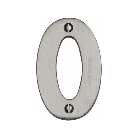 Heritage Brass Door Furniture Satin Nickel / Numerals / 0 Heritage Brass - Numeral 0 Face Fix 76mm (3") Satin Nickel Finish