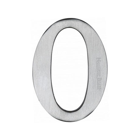 Heritage Brass Door Furniture Satin Chrome / Numerals / 0 Heritage Brass - Numeral 0 Self Adhesive 51mm (2") Satin Chrome Finish