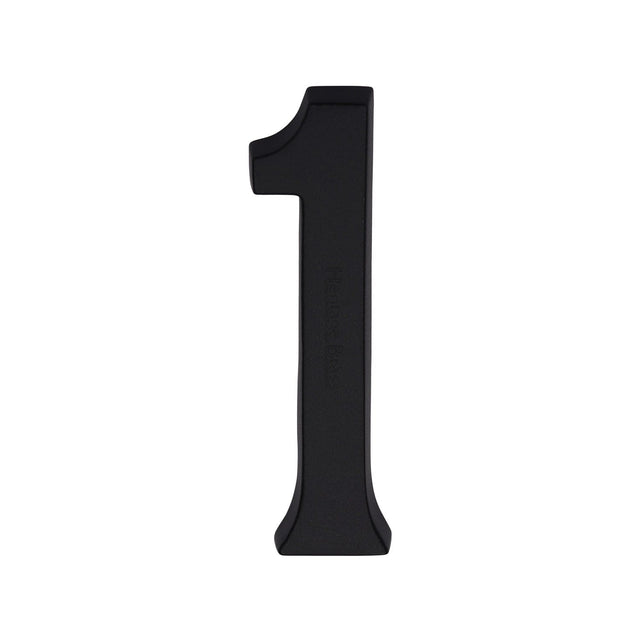 Heritage Brass Door Furniture Matt Black / Numerals / 1 Heritage Brass - Numeral 1 Concealed Fix 76mm (3") Matt Black