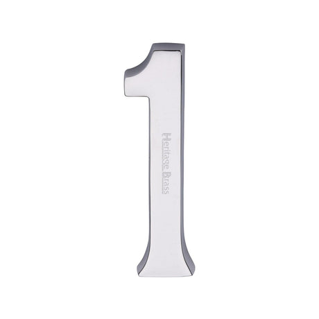 Heritage Brass Door Furniture Polished Chrome / Numerals / 1 Heritage Brass - Numeral 1 Concealed Fix 76mm (3") Polished Chrome finish
