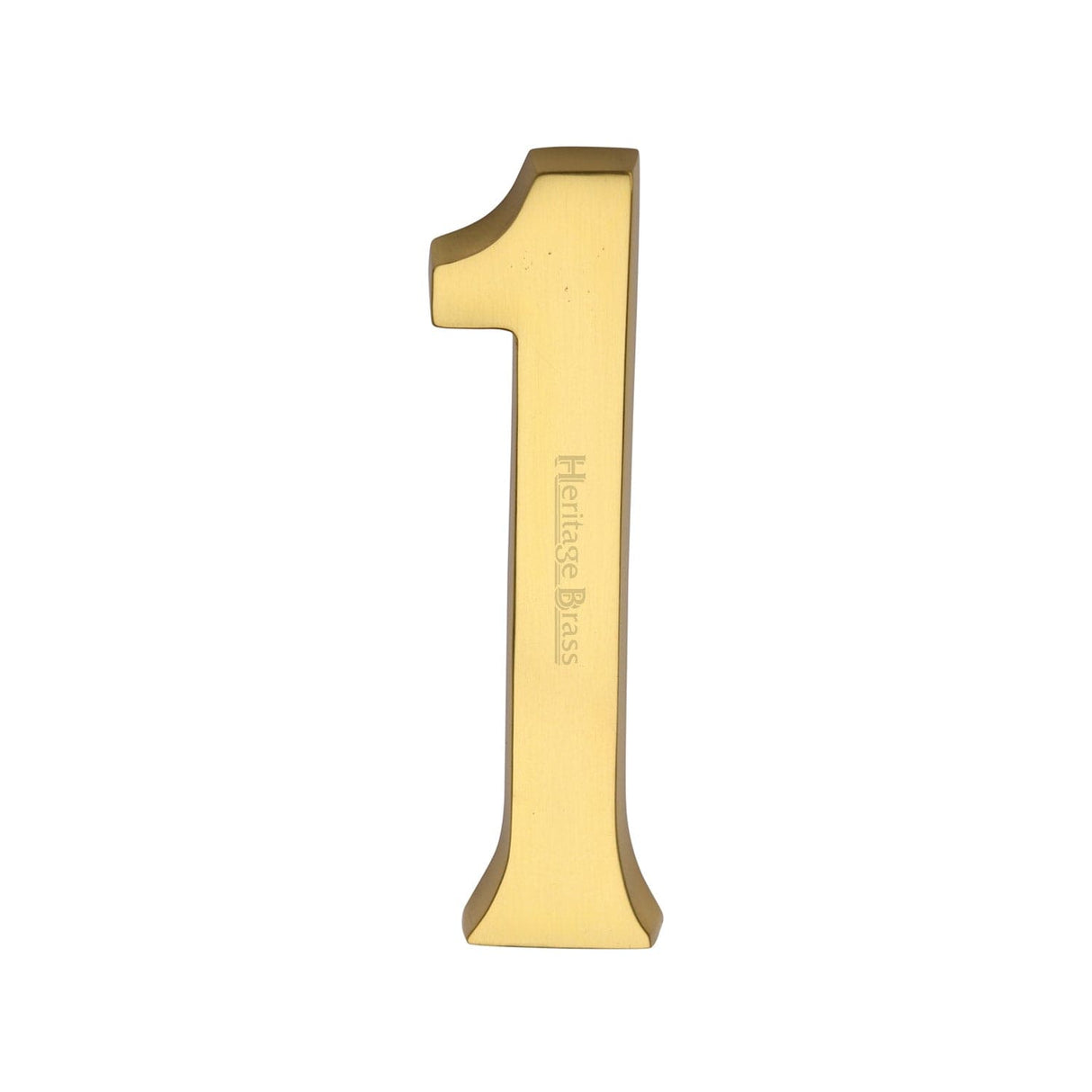 Heritage Brass Door Furniture Unlacquered Brass / Numerals / 1 Heritage Brass - Numeral 1 Concealed Fix 76mm (3") Unlacquered Brass finish
