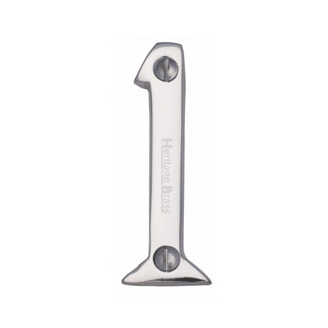 Heritage Brass Door Furniture Polished Chrome / Numerals / 1 Heritage Brass - Numeral 1 Face Fix 51mm (2") Polished Chrome Finish