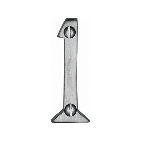 Heritage Brass Door Furniture Satin Chrome / Numerals / 1 Heritage Brass - Numeral 1 Face Fix 51mm (2") Satin Chrome Finish