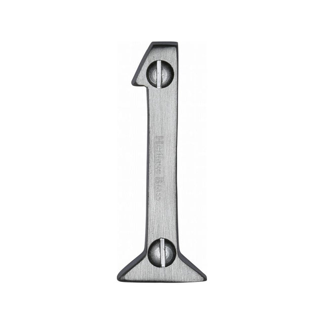 Heritage Brass Door Furniture Satin Chrome / Numerals / 1 Heritage Brass - Numeral 1 Face Fix 51mm (2") Satin Chrome Finish