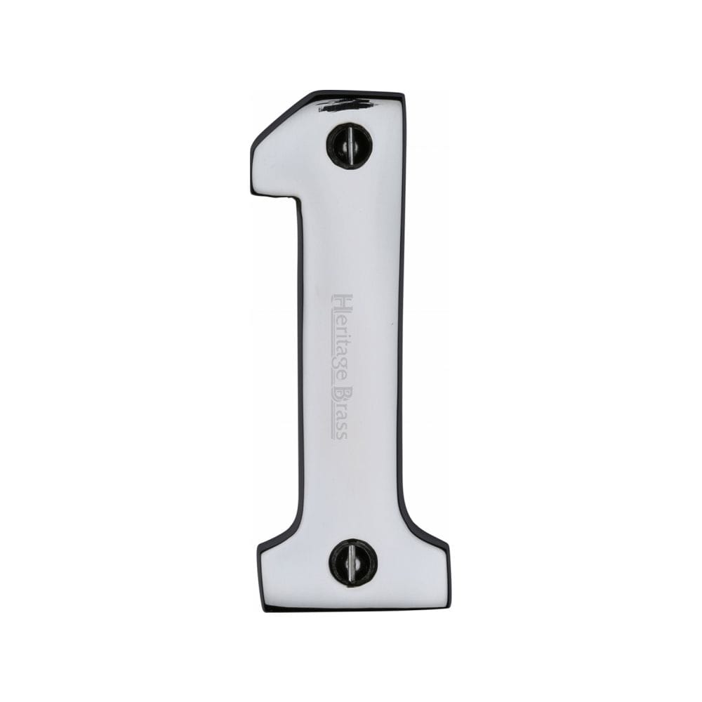 Heritage Brass Door Furniture Polished Chrome / Numerals / 1 Heritage Brass - Numeral 1 Face Fix 76mm (3") Polished Chrome Finish