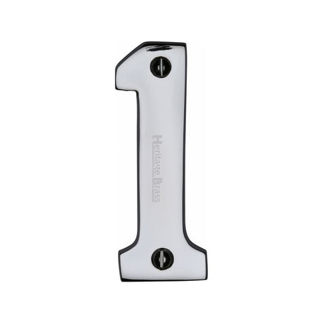 Heritage Brass Door Furniture Polished Chrome / Numerals / 1 Heritage Brass - Numeral 1 Face Fix 76mm (3") Polished Chrome Finish