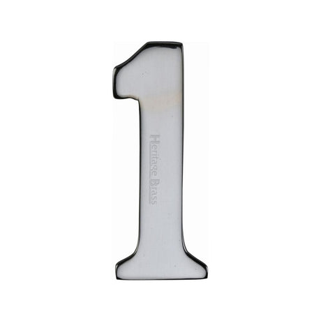 Heritage Brass Door Furniture Polished Chrome / Numerals / 1 Heritage Brass - Numeral 1 Self Adhesive 51mm (2") Polished Chrome Finish