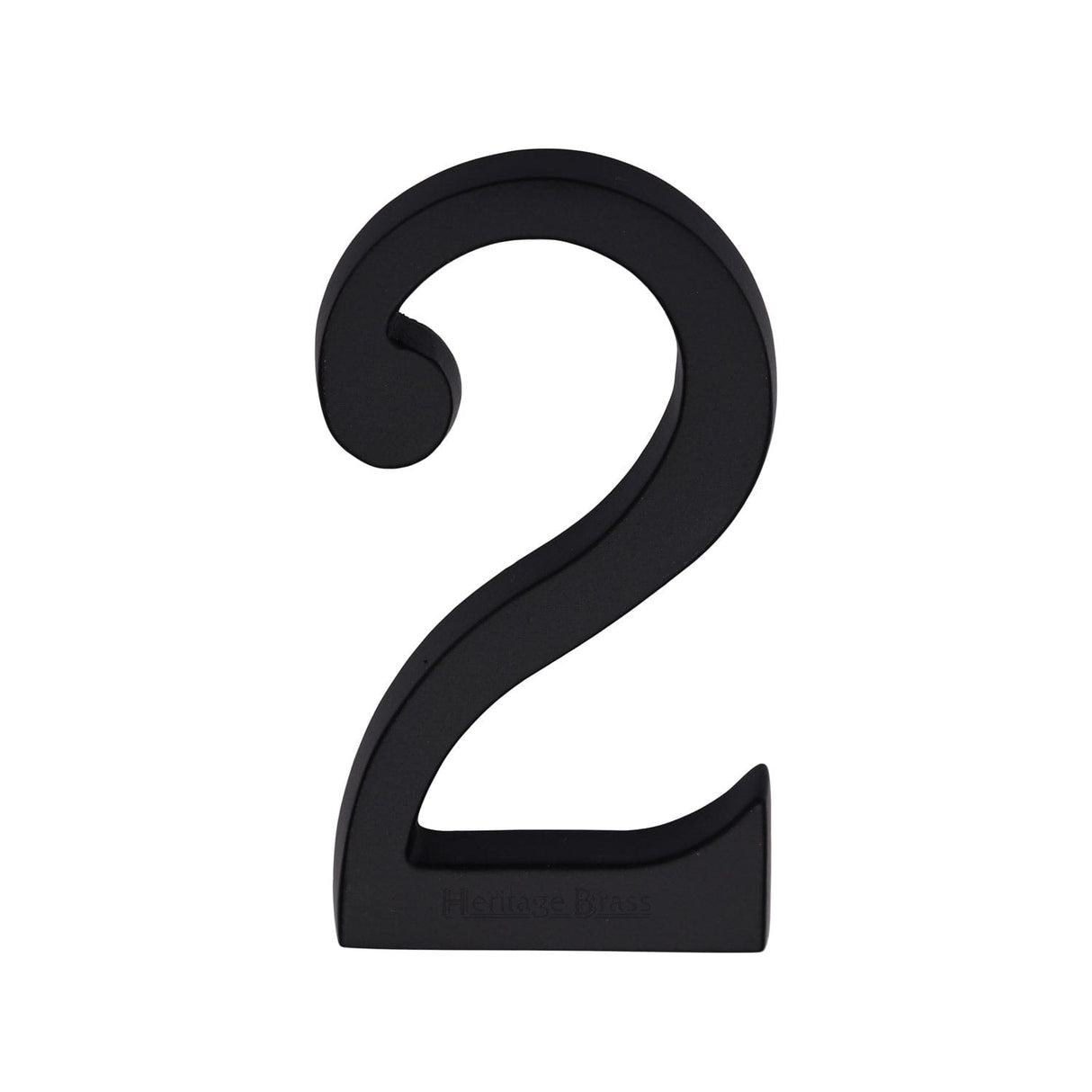 Heritage Brass Door Furniture Matt Black / Numerals / 2 Heritage Brass - Numeral 2 Concealed Fix 76mm (3") Matt Black