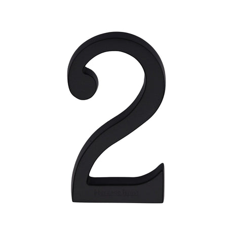 Heritage Brass Door Furniture Matt Black / Numerals / 2 Heritage Brass - Numeral 2 Concealed Fix 76mm (3") Matt Black