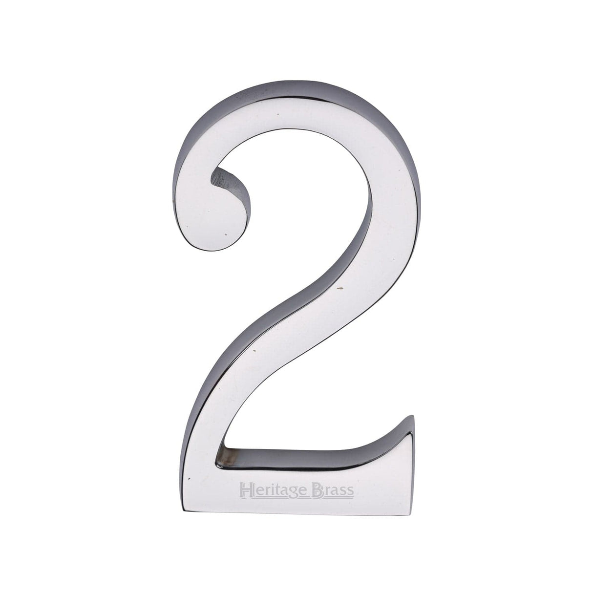 Heritage Brass Door Furniture Polished Chrome / Numerals / 2 Heritage Brass - Numeral 2 Concealed Fix 76mm (3") Polished Chrome finish