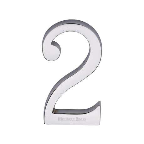 Heritage Brass Door Furniture Polished Chrome / Numerals / 2 Heritage Brass - Numeral 2 Concealed Fix 76mm (3") Polished Chrome finish