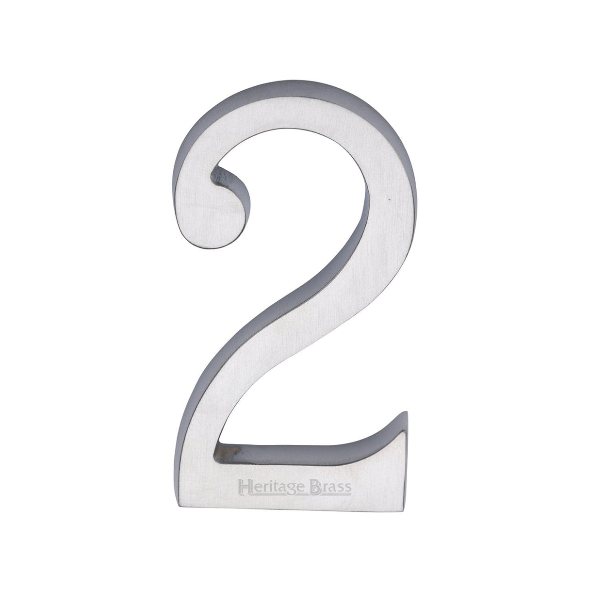 Heritage Brass Door Furniture Satin Chrome / Numerals / 2 Heritage Brass - Numeral 2 Concealed Fix 76mm (3") Satin Chrome finish