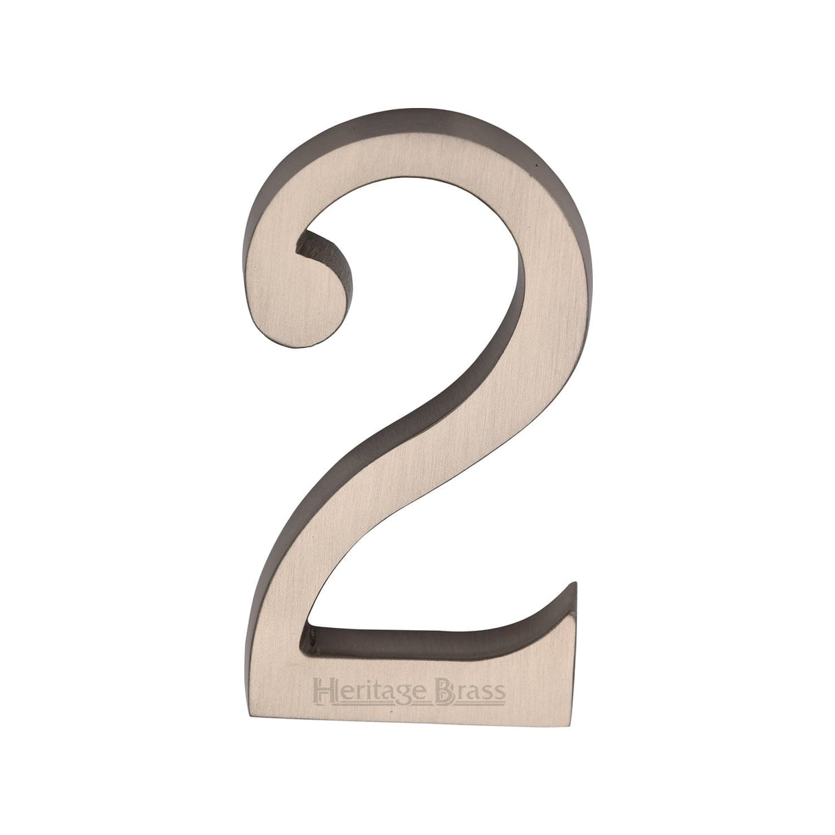 Heritage Brass Door Furniture Satin Nickel / Numerals / 2 Heritage Brass - Numeral 2 Concealed Fix 76mm (3") Satin Nickel finish