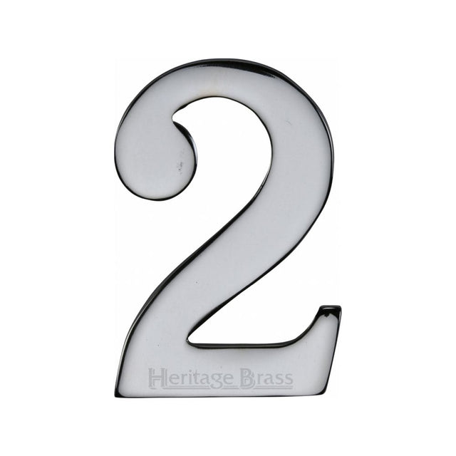 Heritage Brass Door Furniture Polished Chrome / Numerals / 2 Heritage Brass - Numeral 2 Self Adhesive 51mm (2") Polished Chrome Finish