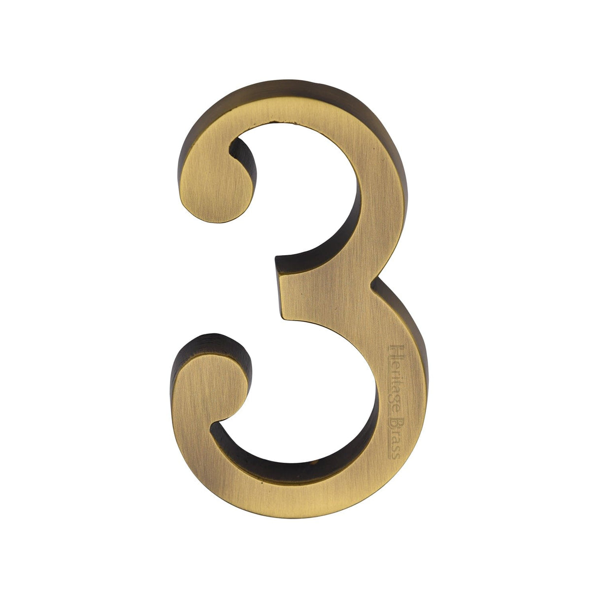 Heritage Brass Door Furniture Antique Brass / Numerals / 3 Heritage Brass - Numeral 3 Concealed Fix 76mm (3") Antique Brass finish