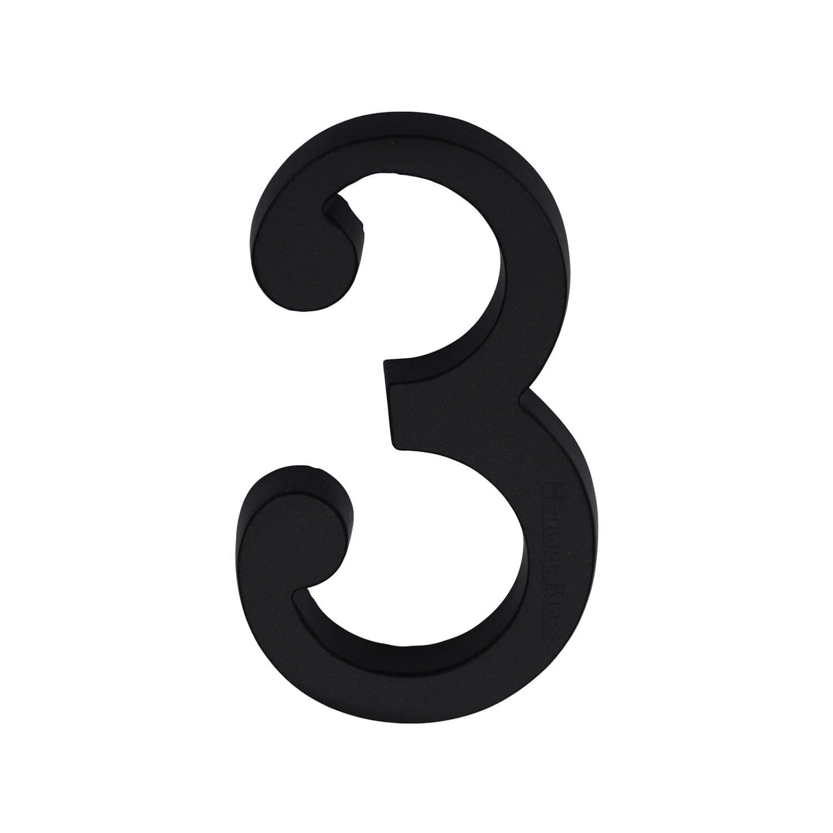 Heritage Brass Door Furniture Matt Black / Numerals / 3 Heritage Brass - Numeral 3 Concealed Fix 76mm (3") Matt Black