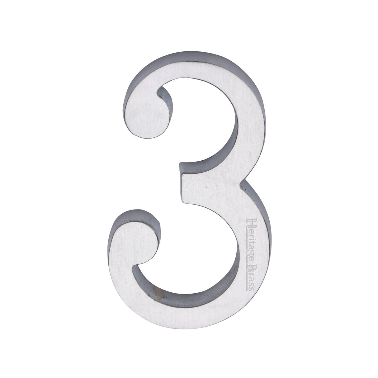 Heritage Brass Door Furniture Satin Chrome / Numerals / 3 Heritage Brass - Numeral 3 Concealed Fix 76mm (3") Satin Chrome finish