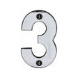 Heritage Brass Door Furniture Polished Chrome / Numerals / 3 Heritage Brass - Numeral 3 Face Fix 76mm (3") Polished Chrome Finish