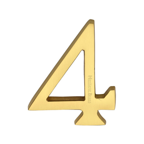 Heritage Brass Door Furniture Unlacquered Brass / Numerals / 4 Heritage Brass - Numeral 4 Concealed Fix 76mm (3") Matt Black