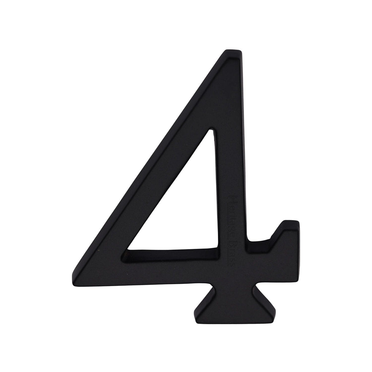 Heritage Brass Door Furniture Matt Black / Numerals / 4 Heritage Brass - Numeral 4 Concealed Fix 76mm (3") Unlacquered Brass finish