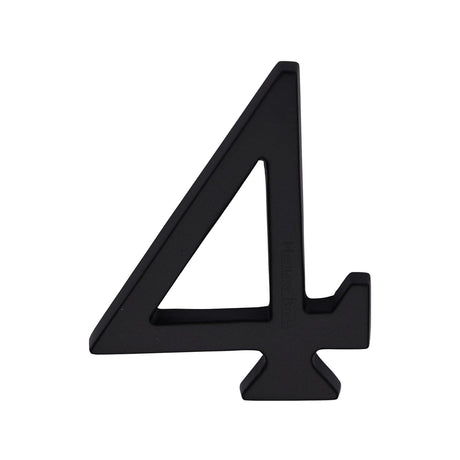 Heritage Brass Door Furniture Matt Black / Numerals / 4 Heritage Brass - Numeral 4 Concealed Fix 76mm (3") Unlacquered Brass finish