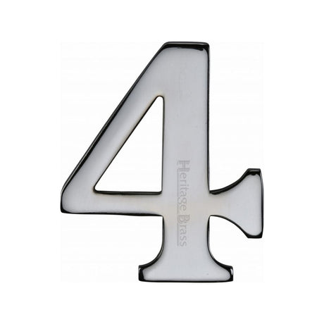 Heritage Brass Door Furniture Polished Chrome / Numerals / 4 Heritage Brass - Numeral 4 Self Adhesive 51mm (2") Polished Chrome Finish