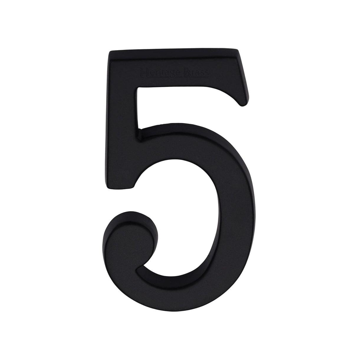 Heritage Brass Door Furniture Matt Black / Numerals / 5 Heritage Brass - Numeral 5 Concealed Fix 76mm (3") Matt Black