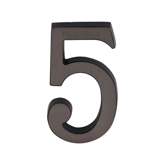 Heritage Brass Door Furniture Matt Bronze / Numerals / 5 Heritage Brass - Numeral 5 Concealed Fix 76mm (3") Matt Bronze finish