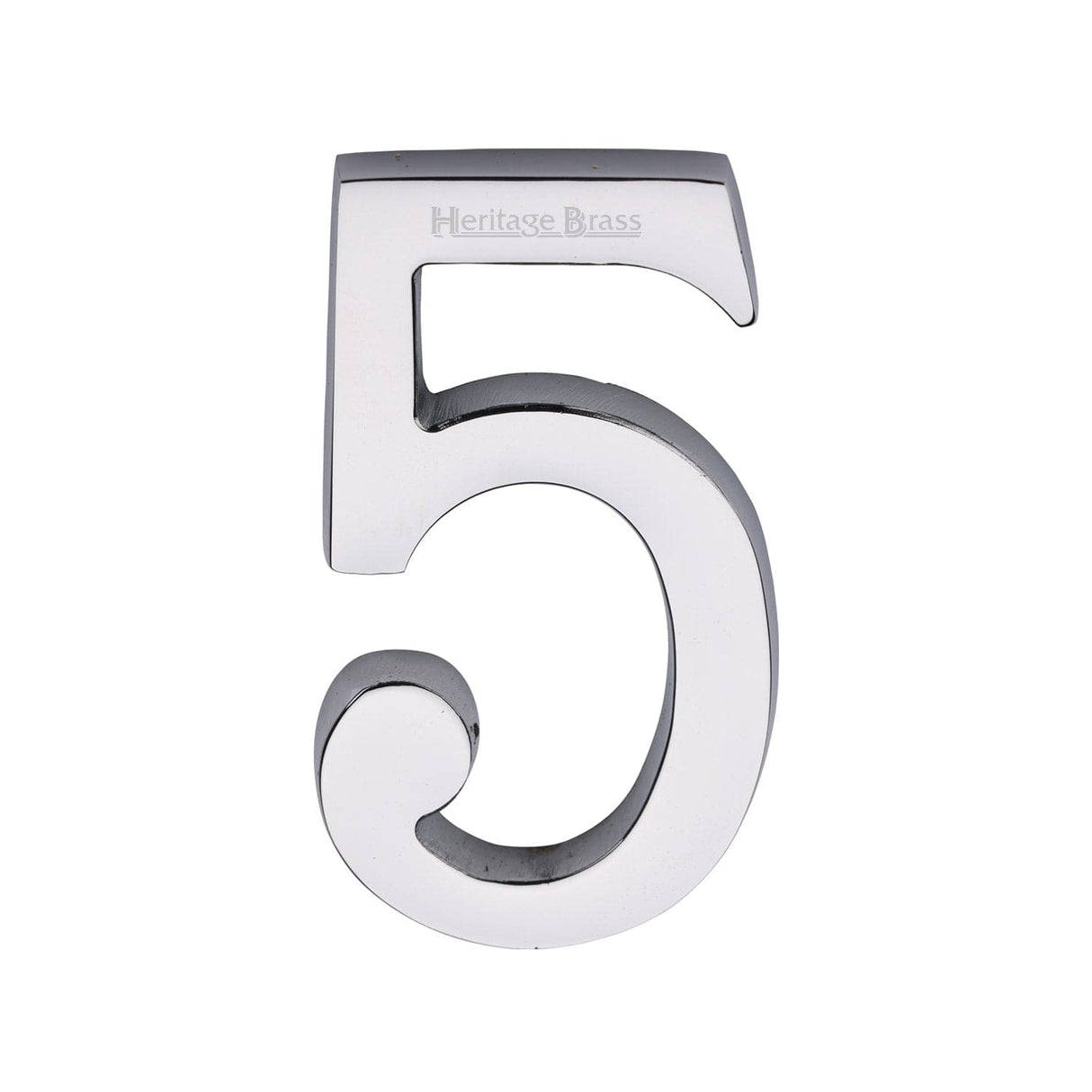 Heritage Brass Door Furniture Polished Chrome / Numerals / 5 Heritage Brass - Numeral 5 Concealed Fix 76mm (3") Polished Chrome finish