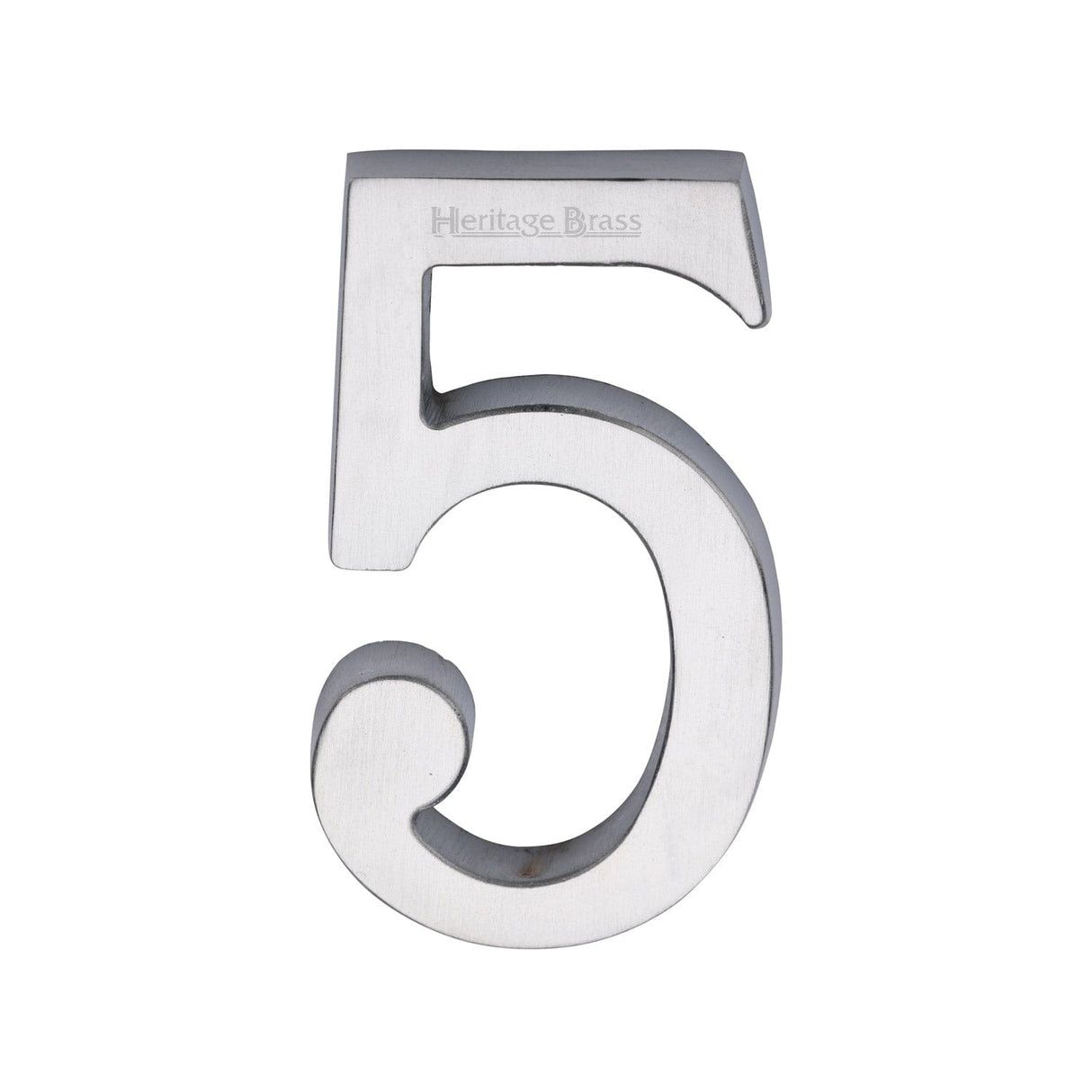 Heritage Brass Door Furniture Satin Chrome / Numerals / 5 Heritage Brass - Numeral 5 Concealed Fix 76mm (3") Satin Chrome finish