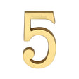 Heritage Brass Door Furniture Unlacquered Brass / Numerals / 5 Heritage Brass - Numeral 5 Concealed Fix 76mm (3") Unlacquered Brass finish