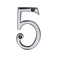 Heritage Brass Door Furniture Polished Chrome / Numerals / 5 Heritage Brass - Numeral 5 Face Fix 76mm (3") Polished Chrome Finish