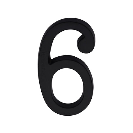 Heritage Brass Door Furniture Matt Black / Numerals / 6 Heritage Brass - Numeral 6 Concealed Fix 76mm (3") Matt Black