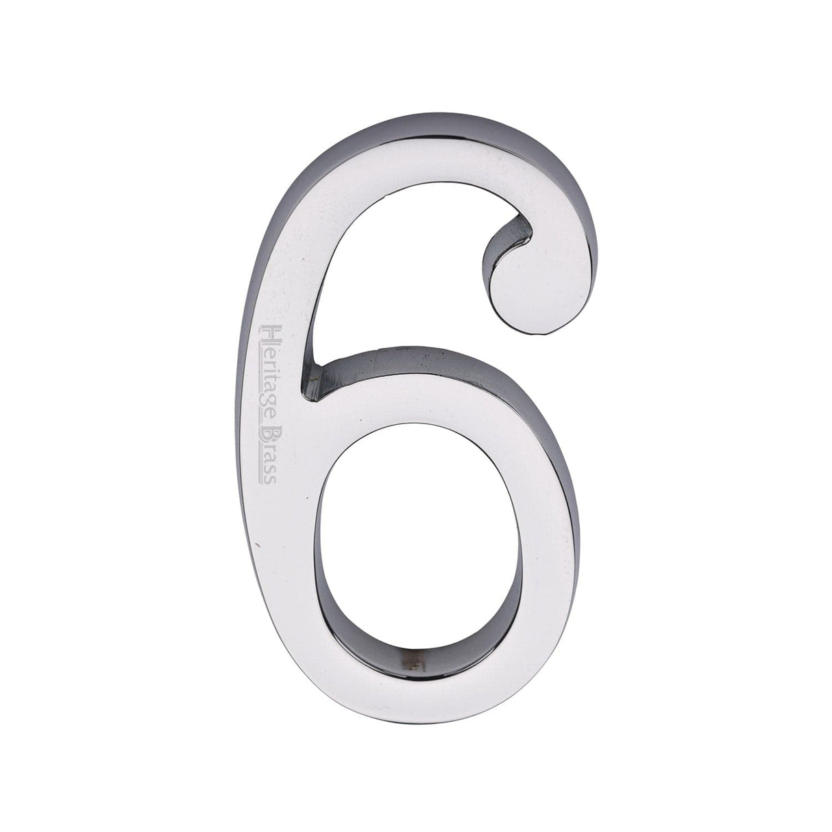Heritage Brass Door Furniture Polished Chrome / Numerals / 6 Heritage Brass - Numeral 6 Concealed Fix 76mm (3") Polished Chrome finish